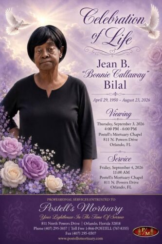 Service announcement for Jean B. Bilal