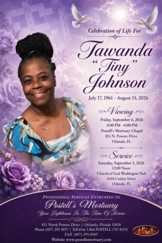 Service announcement for Tawanda E. Johnson