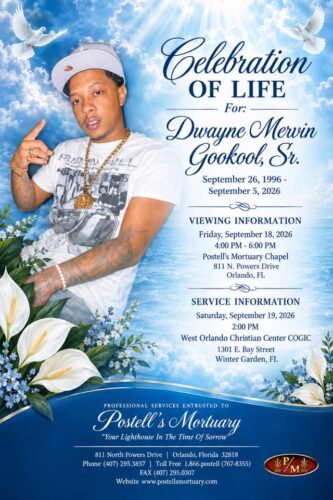 Service announcement for Dwayne Mervyn Gookool