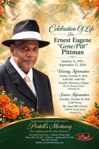 Service announcement for Ernest Eugene Pittman