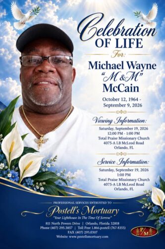 Service announcement for Michael Wayne McCain