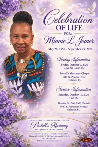 Service announcement for Minnie L. Joiner