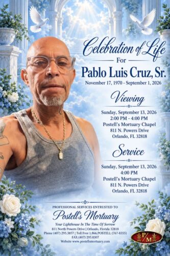 Service announcement for Pablo Luis Cruz Sr.