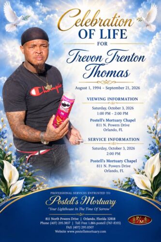 Service announcement for Trevon Trenton Thomas