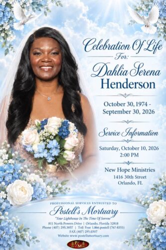 Service announcement for Dahlia Serena Henderson